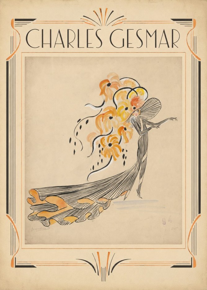 Charles Gesmar Lady with Floral Headdress No1 - Juliste