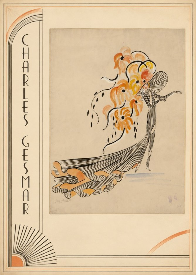 Charles Gesmar Lady with Floral Headdress No2 - Juliste