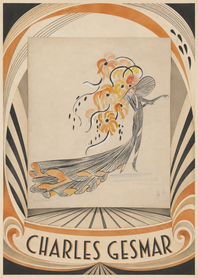 Charles Gesmar Lady with Floral Headdress No4 - Juliste