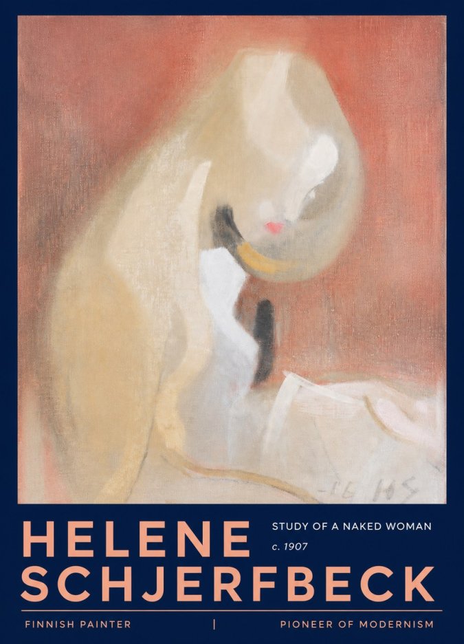 Helene Schjerfbeck Study of a Naked Woman No3 - Juliste