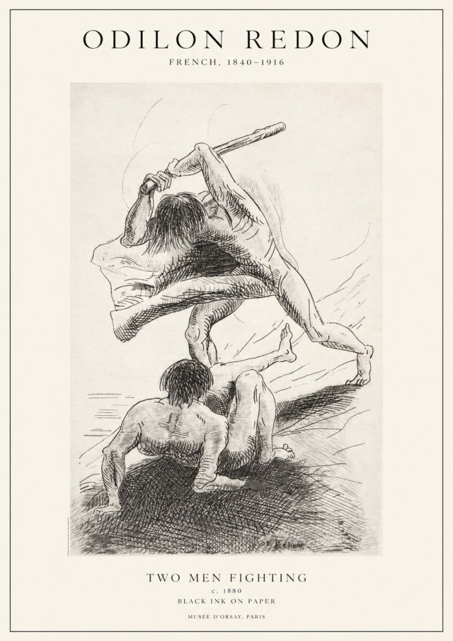 Odilon Redon Two Men Fighting No1 - Juliste