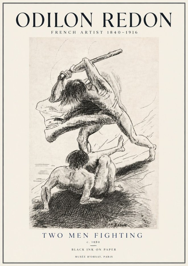 Odilon Redon Two Men Fighting No4 - Juliste