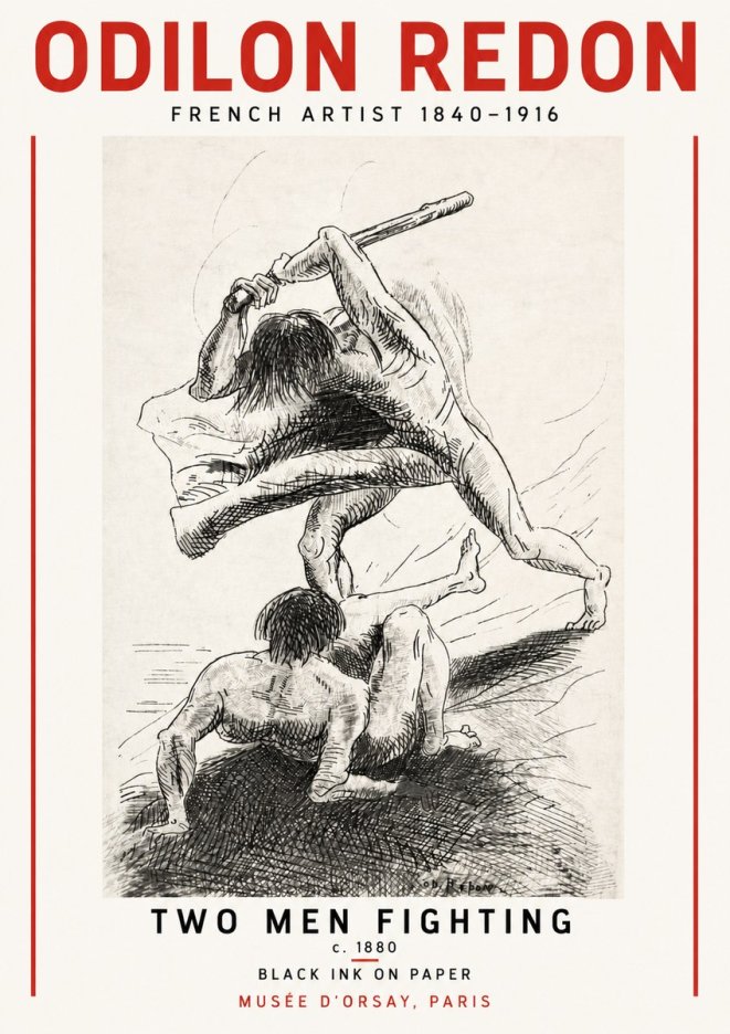 Odilon Redon Two Men Fighting No5 - Juliste