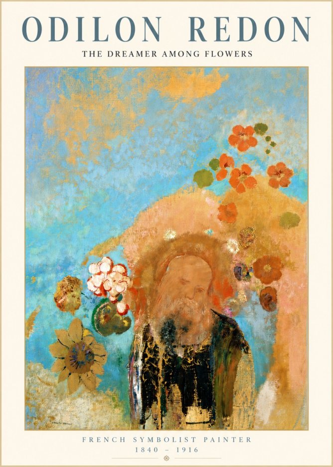 Odilon Redon The Dreamer Among Flowers No4 - Juliste