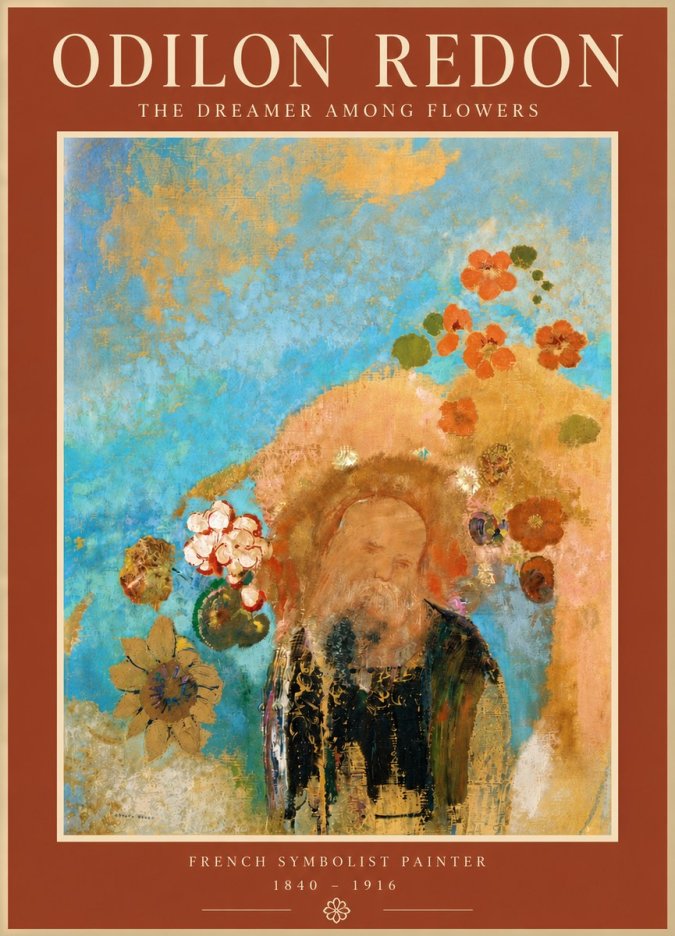 Odilon Redon The Dreamer Among Flowers No6 - Juliste