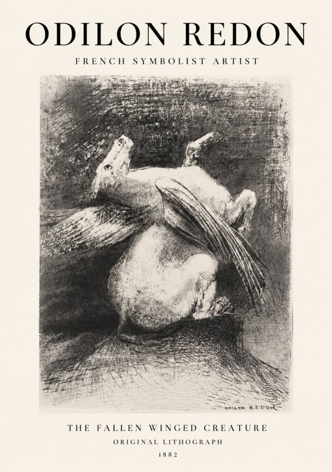 Odilon Redon The Fallen Winged Creature No1 - Juliste