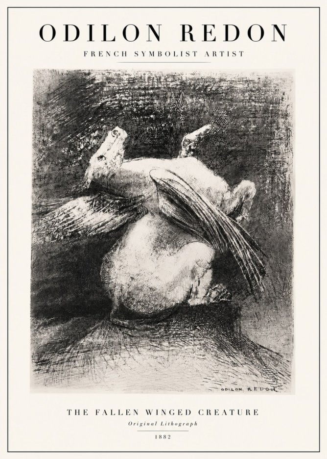 Odilon Redon The Fallen Winged Creature No3 - Juliste
