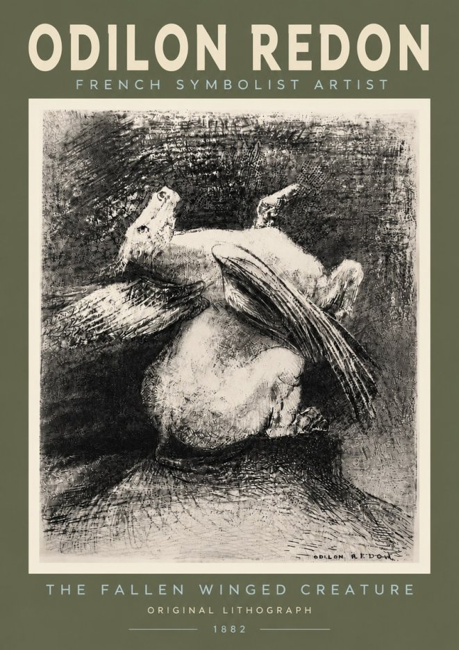 Odilon Redon The Fallen Winged Creature No4 - Juliste