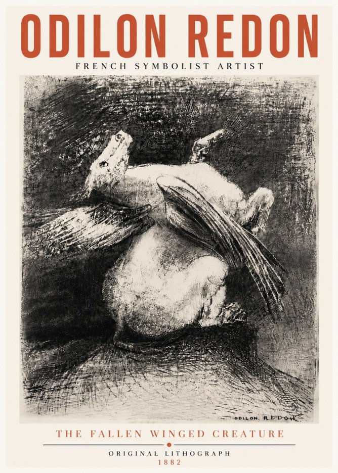 Odilon Redon The Fallen Winged Creature No5 - Juliste