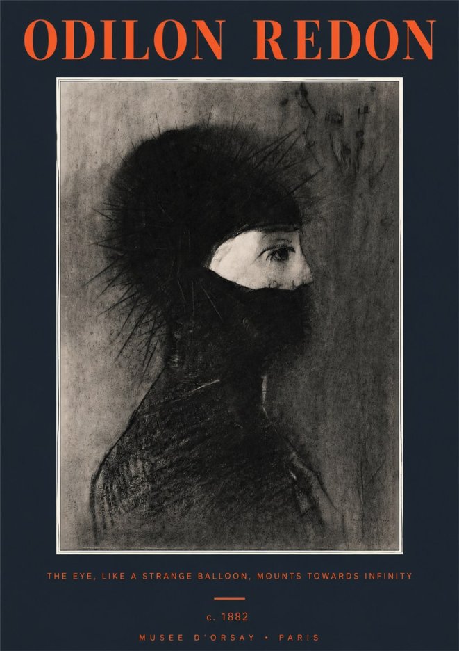 Odilon Redon The Eye, Like a Strange Balloon, Mounts Towards Infinity No2 - Juliste