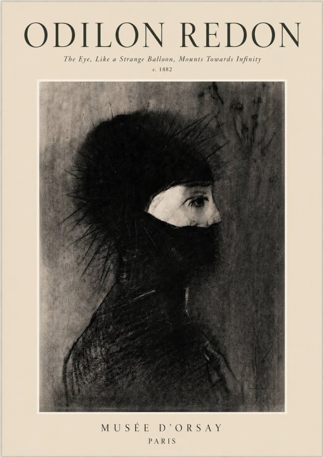 Odilon Redon The Eye, Like a Strange Balloon, Mounts Towards Infinity No3 - Juliste