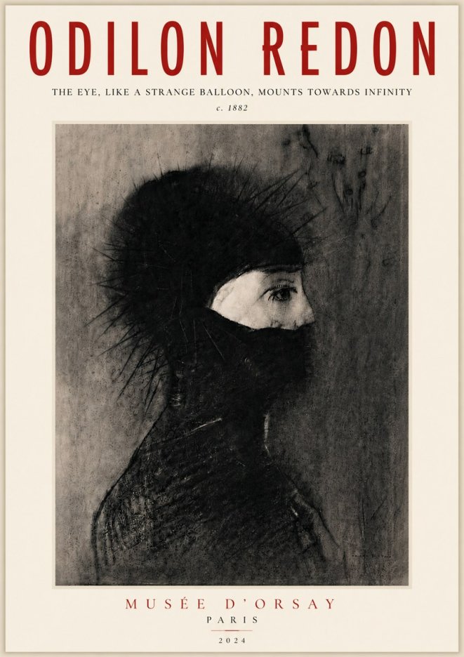 Odilon Redon The Eye, Like a Strange Balloon, Mounts Towards Infinity No5 - Juliste