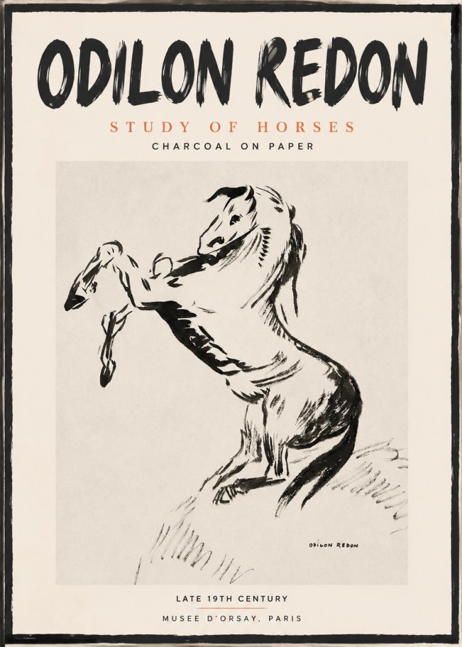 Odilon Redon Study of Horses No2 - Juliste