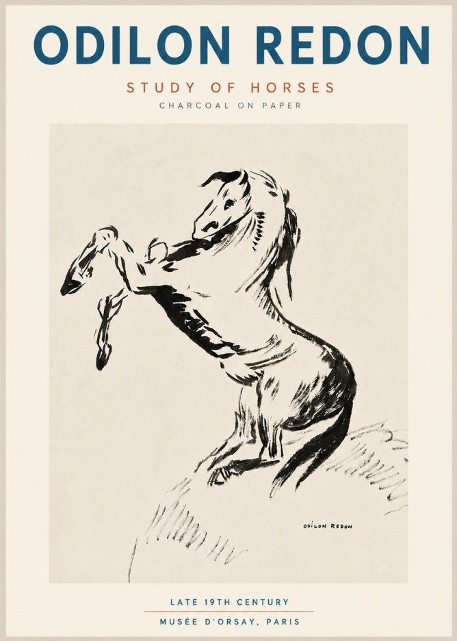 Odilon Redon Study of Horses No4 - Juliste