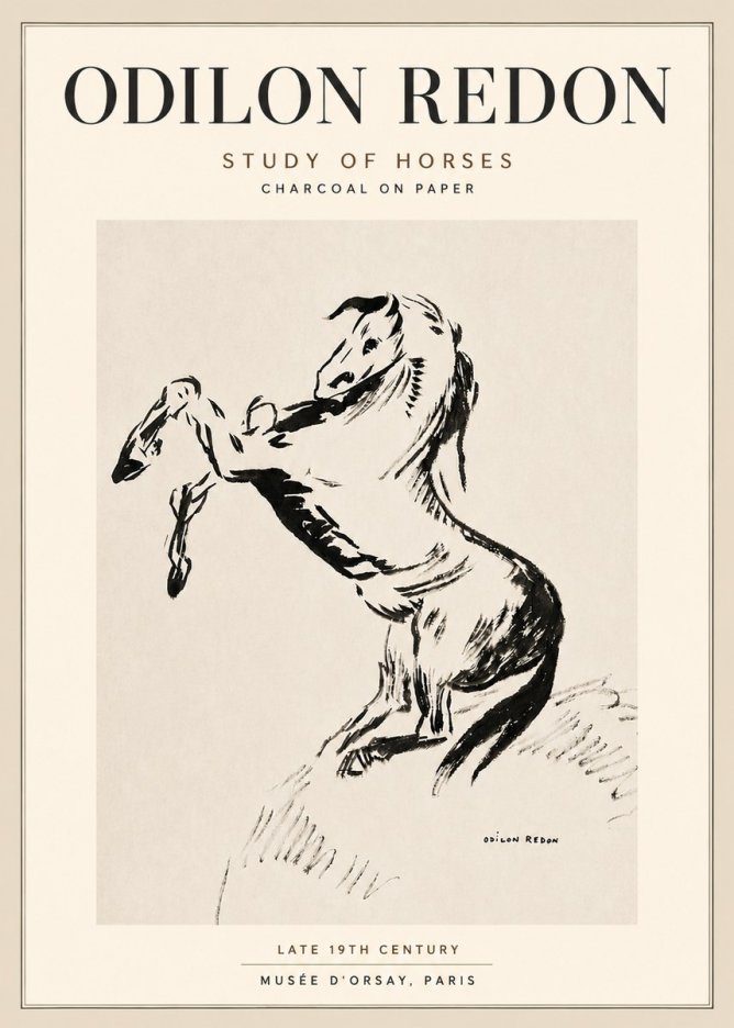 Odilon Redon Study of Horses No5 - Juliste