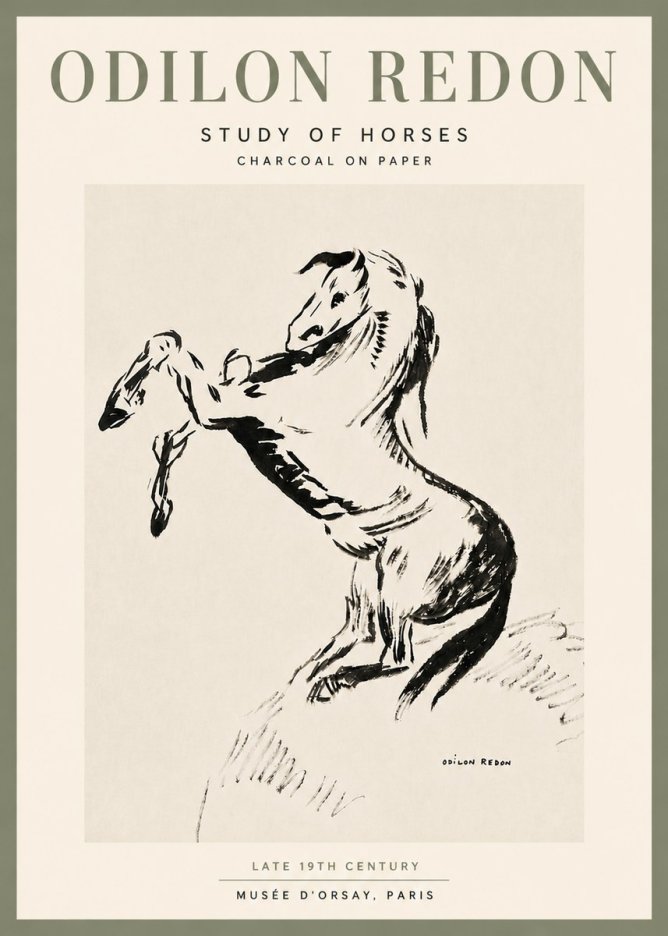 Odilon Redon Study of Horses No6 - Juliste