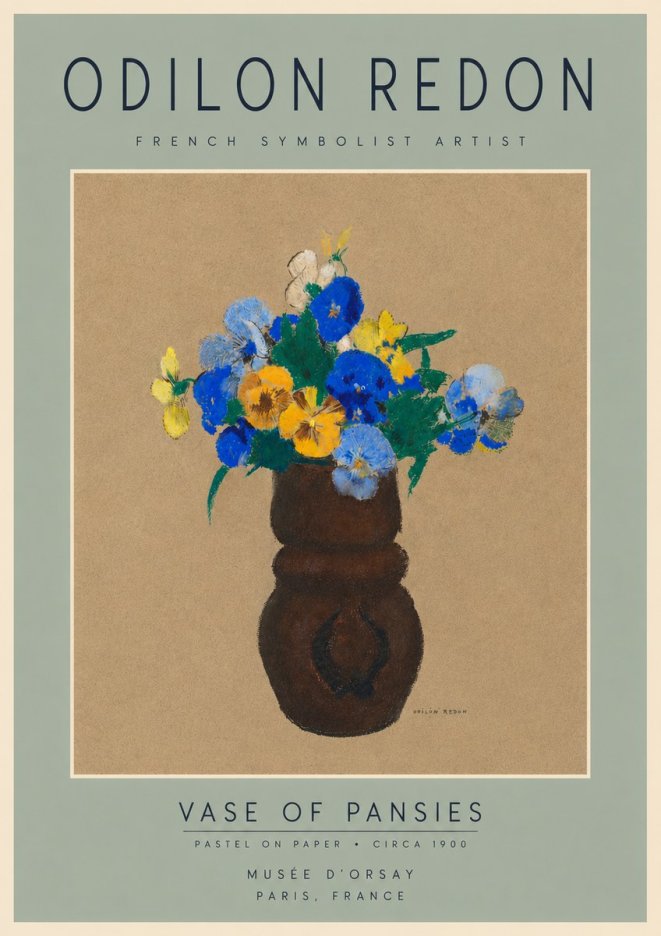 Odilon Redon Vase of Pansies No4 - Juliste