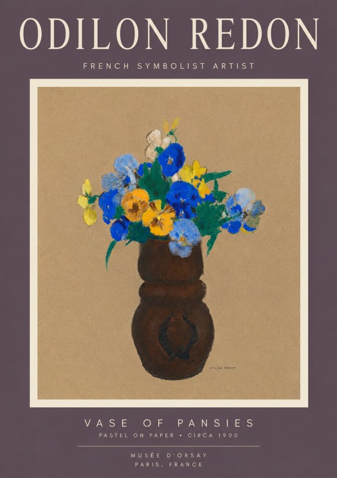 Odilon Redon Vase of Pansies No6 - Juliste