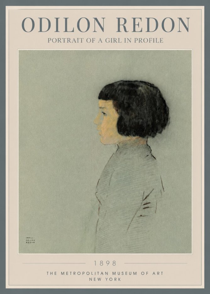 Odilon Redon Portrait of a Girl in Profile No3 - Juliste