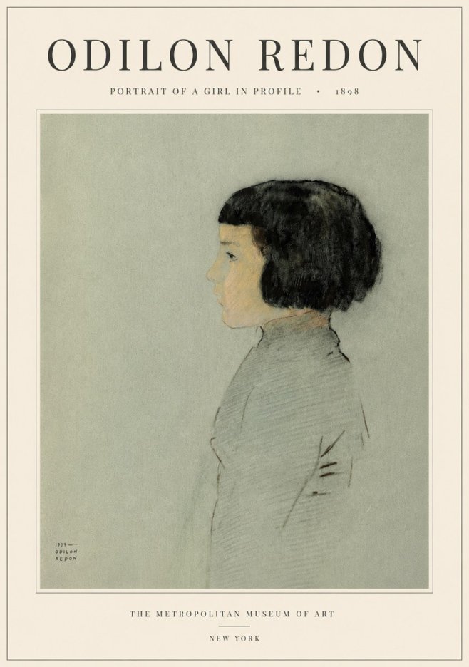Odilon Redon Portrait of a Girl in Profile No5 - Juliste