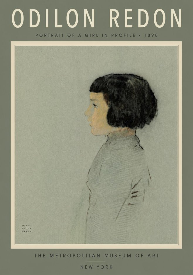 Odilon Redon Portrait of a Girl in Profile No6 - Juliste