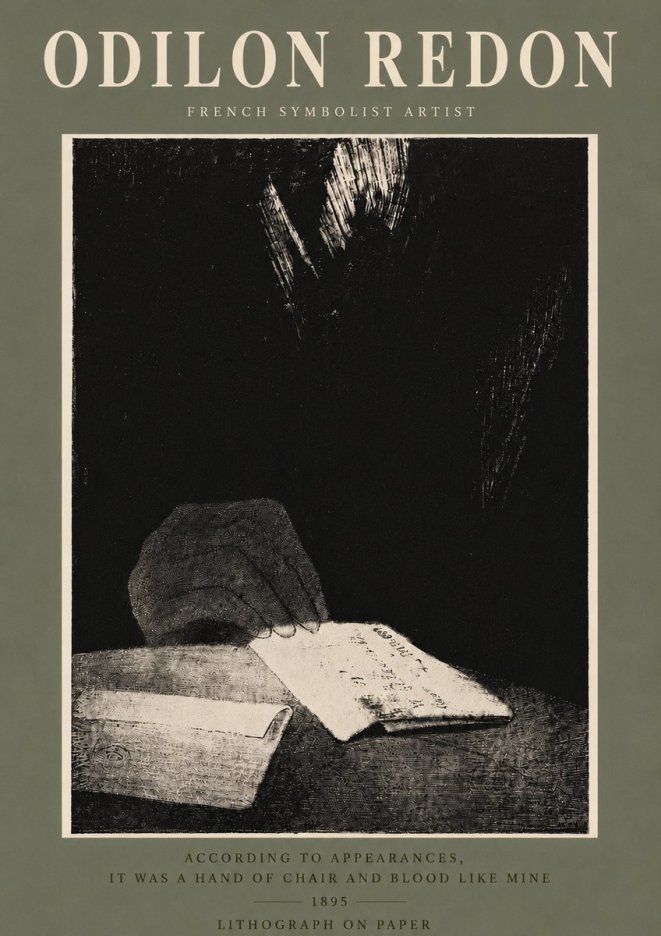 Odilon Redon According to Appearances, It Was a Hand of Chair and Blood Like Mine, No5 - Juliste