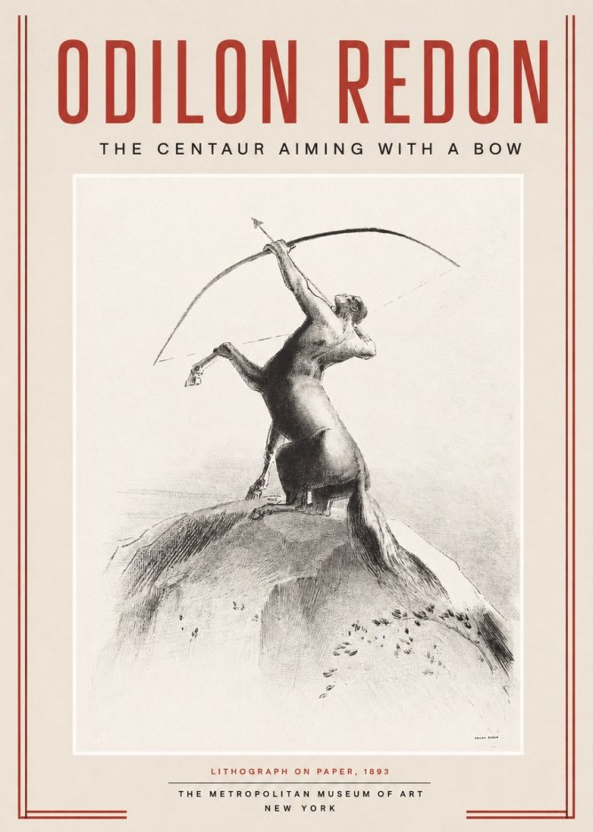 Odilon Redon The Centaur Aiming with a Bow No2 - Juliste