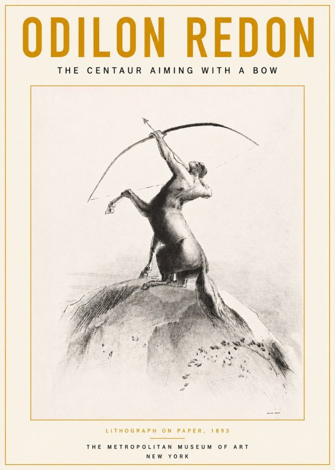 Odilon Redon The Centaur Aiming with a Bow No3 - Juliste