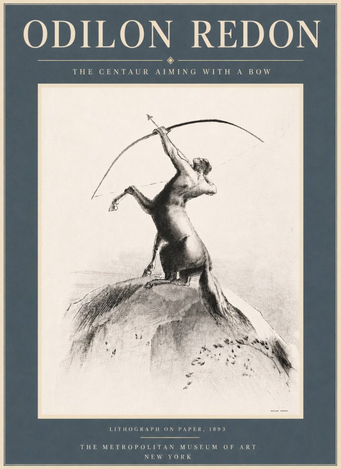 Odilon Redon The Centaur Aiming with a Bow No6 - Juliste