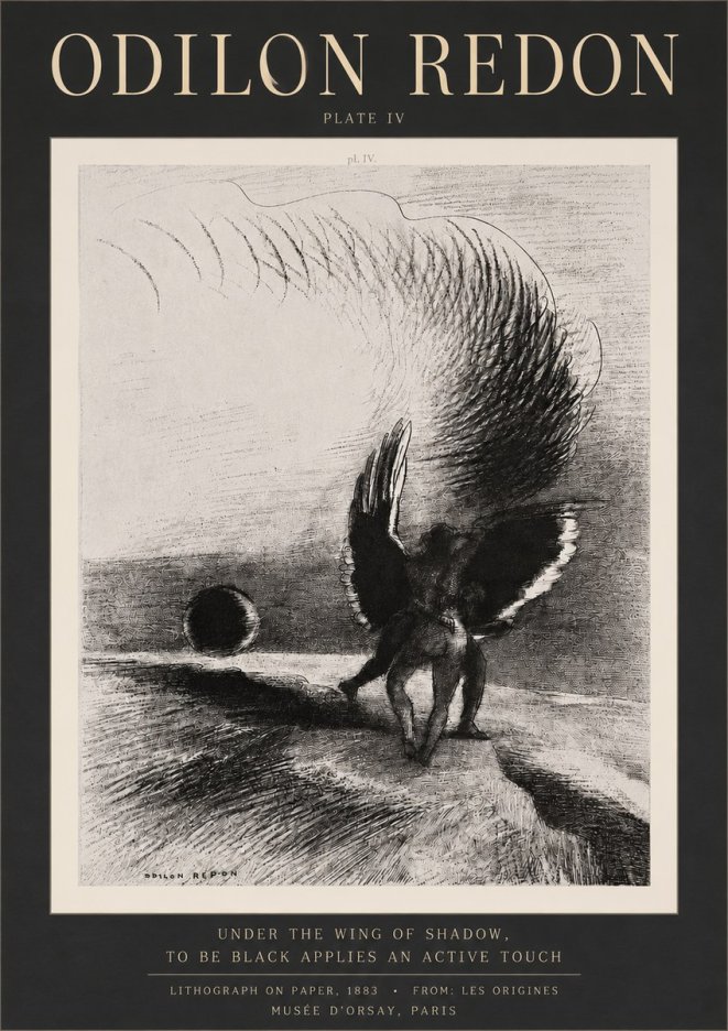 Odilon Redon Sous L'aile D'ombre L'être Noir Appliquait Une Active Morsure Plate Iv No3 - Juliste