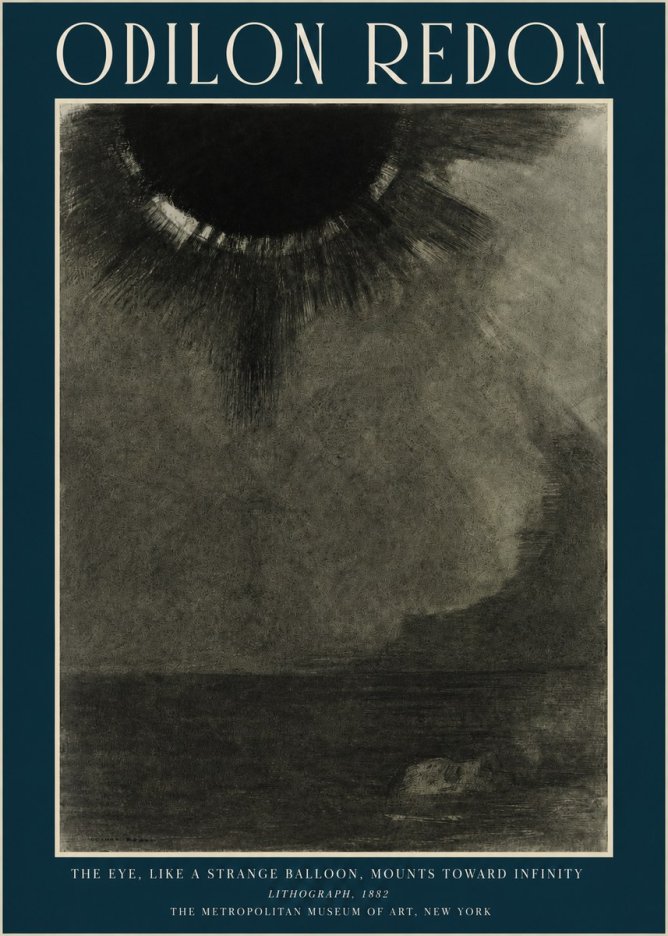 Odilon Redon The Eye, Like a Strange Balloon, Mounts Toward Infinity No2 - Juliste