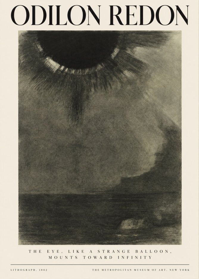 Odilon Redon The Eye, Like a Strange Balloon, Mounts Toward Infinity No3 - Juliste
