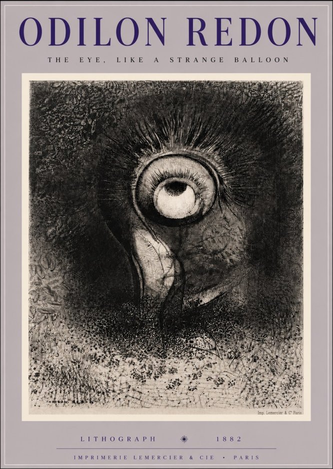 Odilon Redon The Eye, Like a Strange Balloon No6 - Juliste