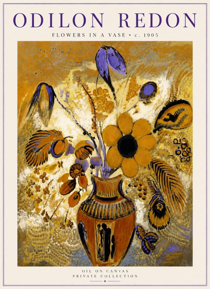 Odilon Redon Flowers in a Vase II No5 - Juliste