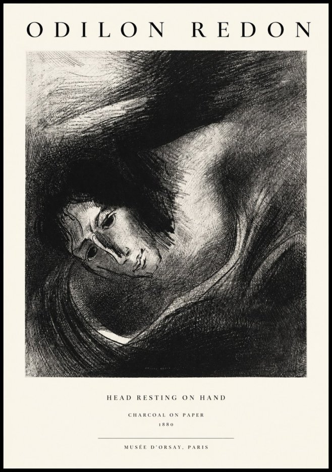 Odilon Redon Head Resting on Hand No1 - Juliste