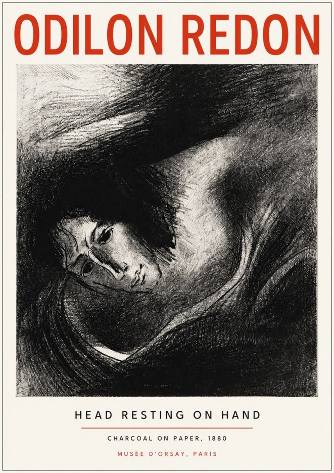 Odilon Redon Head Resting on Hand No3 - Juliste
