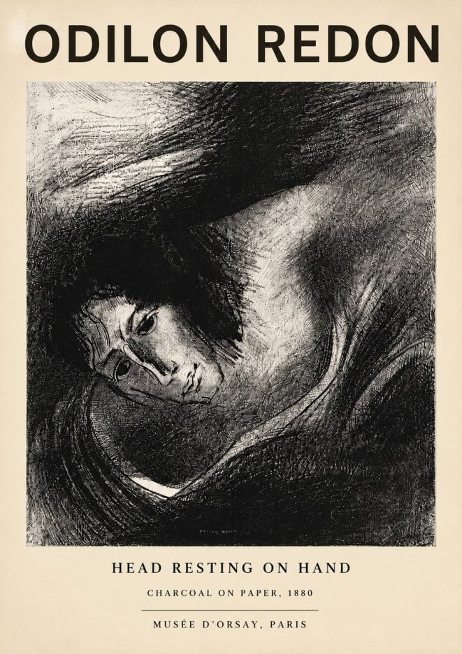 Odilon Redon Head Resting on Hand No5 - Juliste