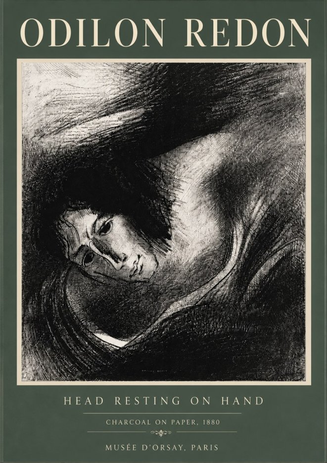 Odilon Redon Head Resting on Hand No6 - Juliste