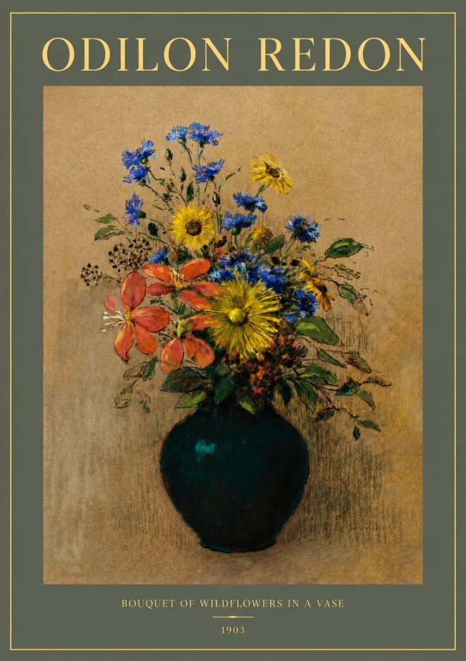 Odilon Redon Bouquet of Wildflowers in a Vase No2 - Juliste