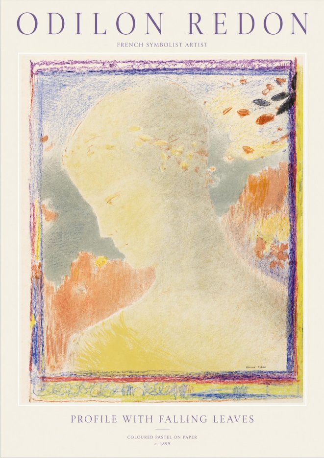 Odilon Redon Profile with Falling Leaves No1 - Juliste