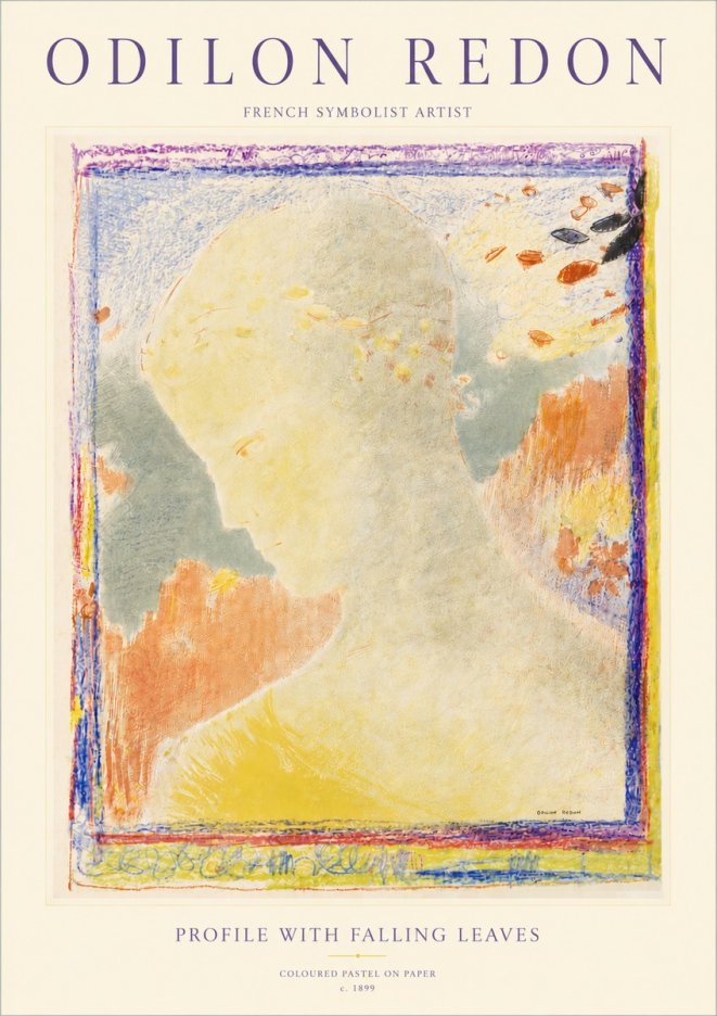 Odilon Redon Profile with Falling Leaves No4 - Juliste