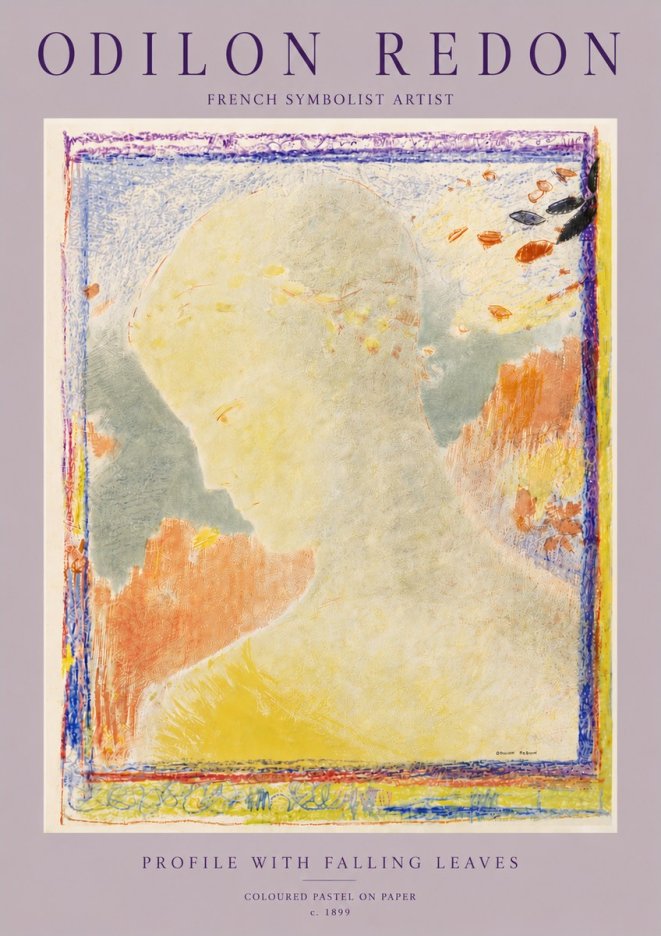 Odilon Redon Profile with Falling Leaves No5 - Juliste