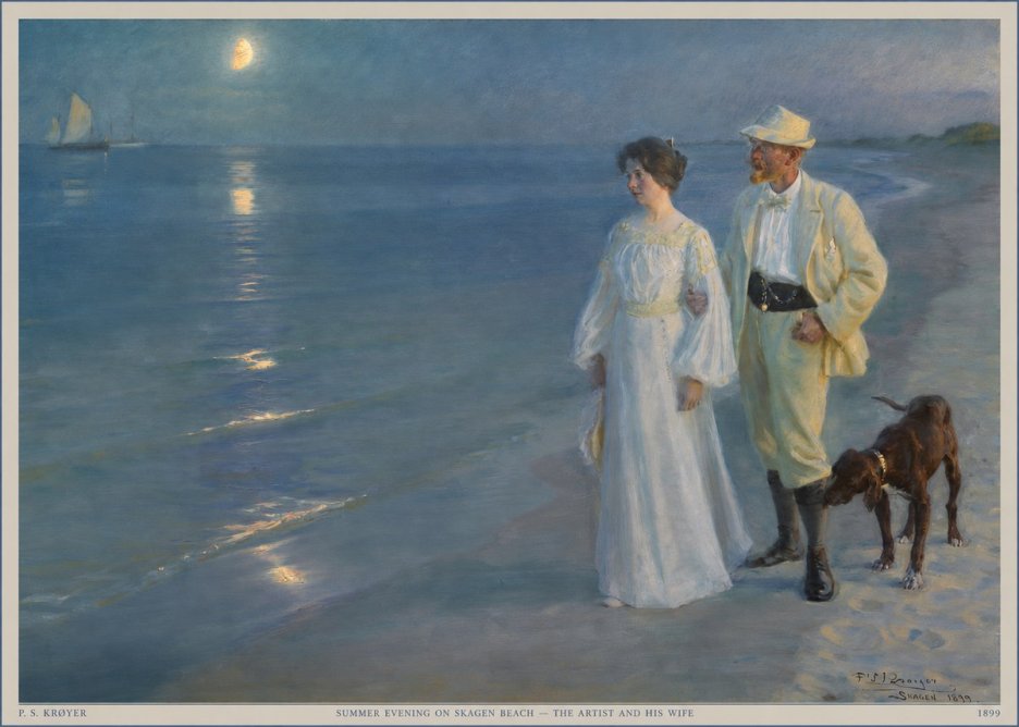 P.S. Krøyer Summer Evening on Skagen Beach — the Artist and His Wife No5 - Juliste
