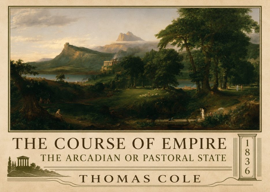 Thomas Cole The Course of Empire - the Arcadian or Pastoral State No2 - Juliste