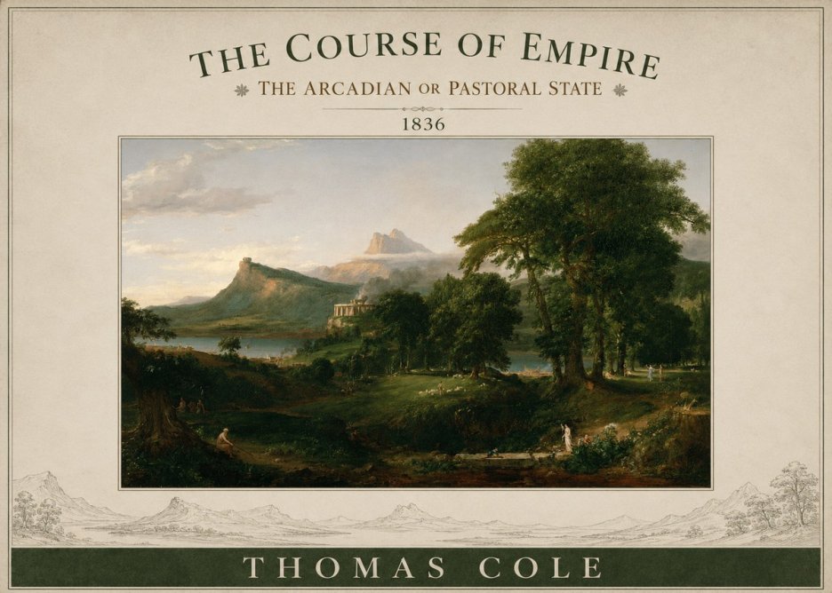 Thomas Cole The Course of Empire - the Arcadian or Pastoral State No3 - Juliste