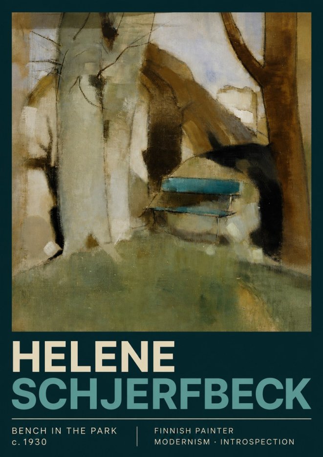 Helene Schjerfbeck Bench in the Park No3 - Juliste