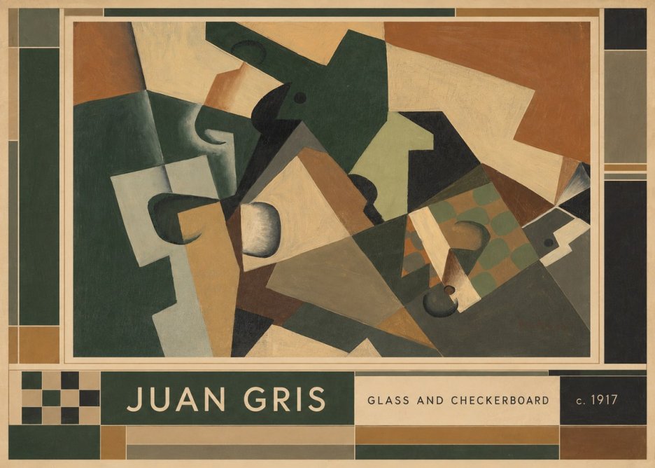 Juan Gris Glass and Checkerboard No6 - Juliste