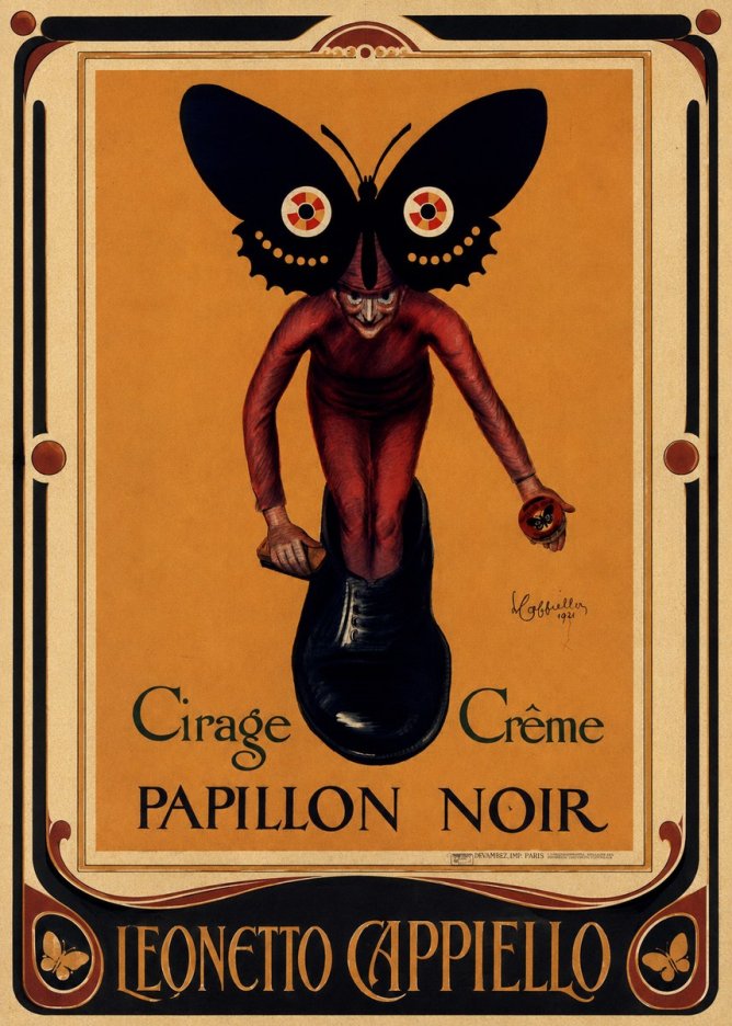 Leonetto Cappiello Cirage Crème Papillon Noir No1 - Juliste
