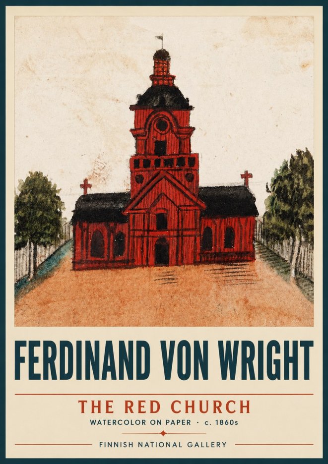 Ferdinand von Wright The Red Church No3 - Juliste