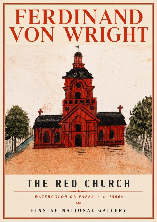 Ferdinand von Wright The Red Church No4 - Juliste